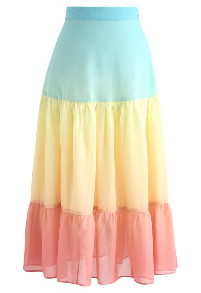 Falda de chifón color block de Paraíso Vacacional