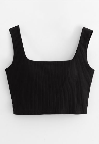 Camiseta sin mangas Bandeau Simple Lines en negro