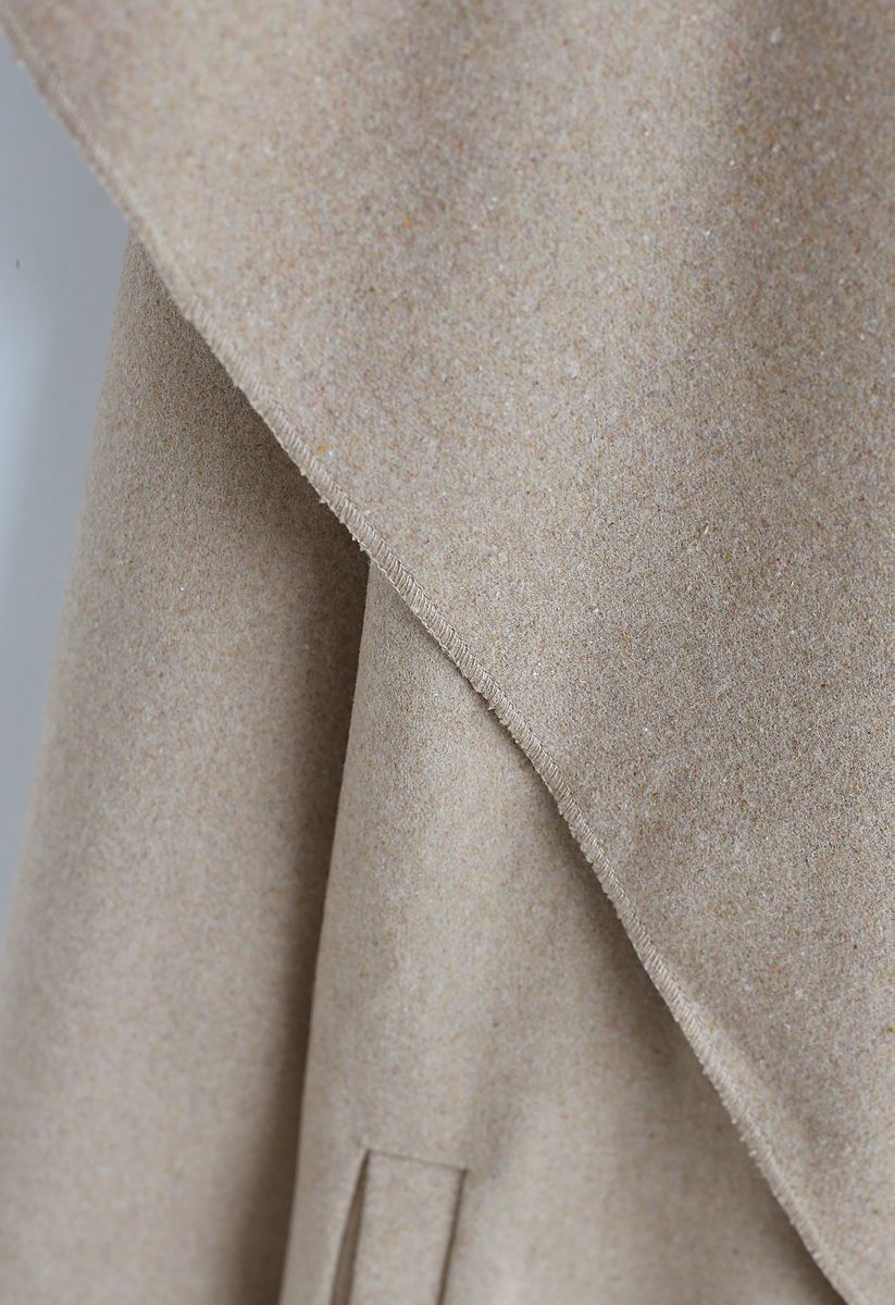 Manteau ouvert en mélange de laine, couleur sable