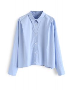 Chemise courte à manches boutonnées en bleu