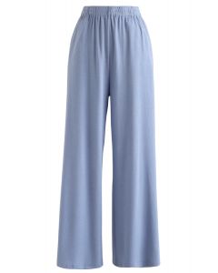 Sparkly Wide-Leg Full-Length Pants in Blue