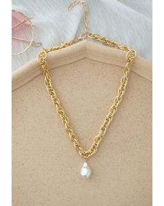 Teardrop Pearl Twist Chain Necklace