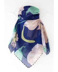 Floral Print Chiffon Sun Protection For The Face in Navy  