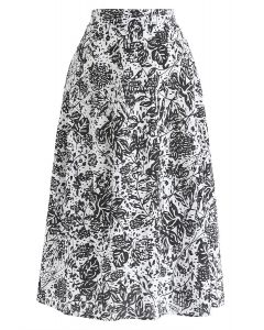 Imagine More - Jupe trapèze à relief floral en noir