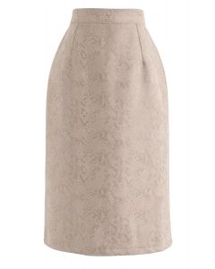 Snake Print Faux Suede Pencil Skirt 