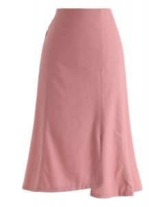 Asymmetric Hem Pencil Skirt in Pink